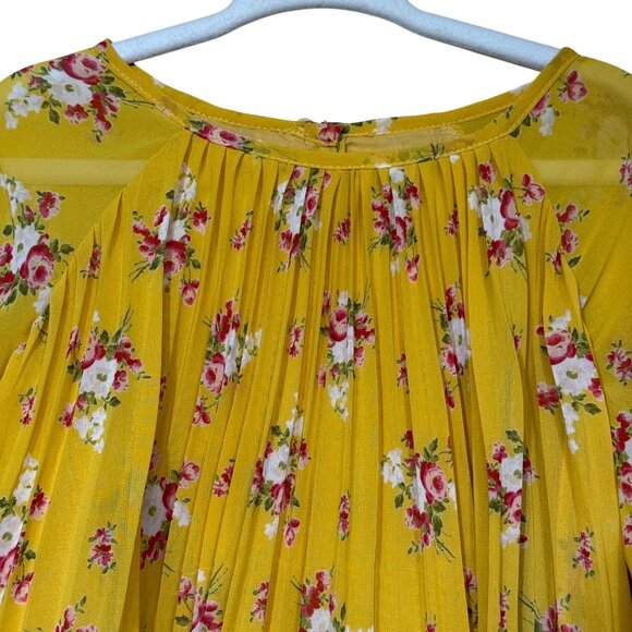 Baby Gap Chiffon Pleated Dress Yellow Floral Print Toddler Girls 5Y - Picture 3 of 11